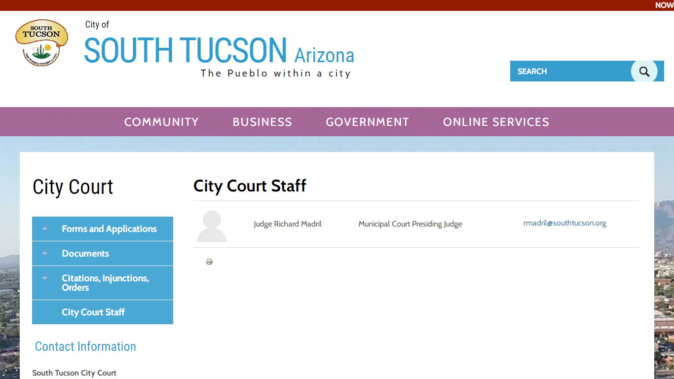 City Court Staff | The City of South Tucson Arizona