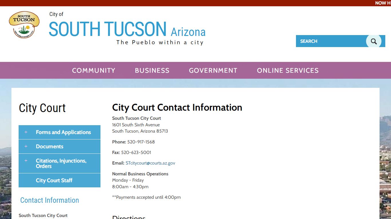 City Court Contact Information | The City of South Tucson Arizona